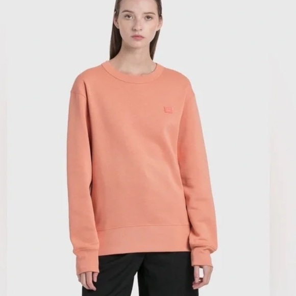 ACNE STUDIOS Fairview Face Cotton Peach Pink Sweatshirt - Picture 1 of 10